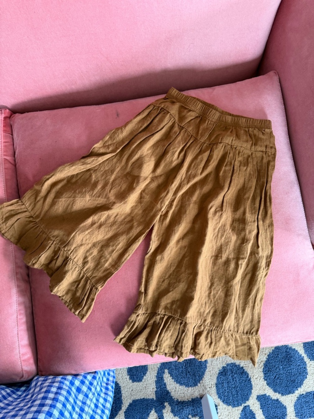 The Simple Folk organic linen Ruffled Hem culotte kids 6-7y